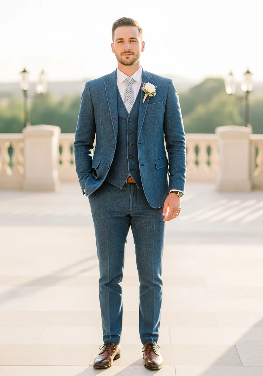 32. Indigo Chambray Groomsmen Attire