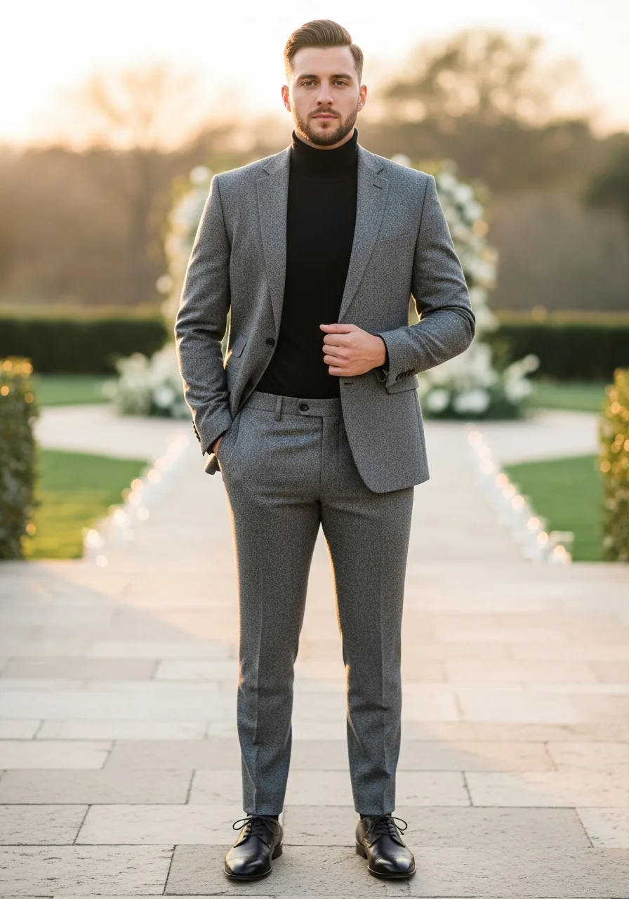 35. Steel Grey Flannel Groomsmen Attire