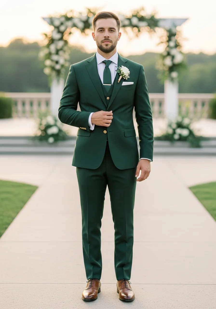 5. Forest Green Groomsmen Attire