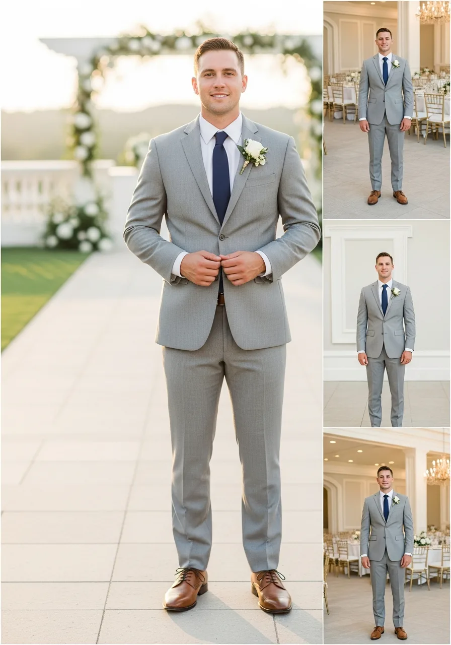 9. Light Grey Groomsmen Attire