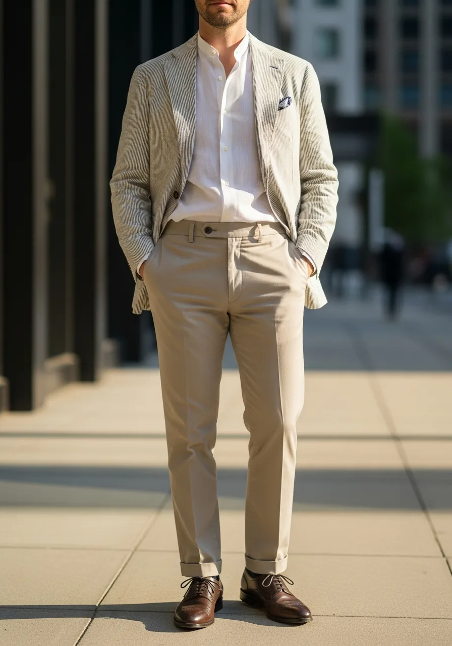 14. Linen Mandarin Collar Business Casual