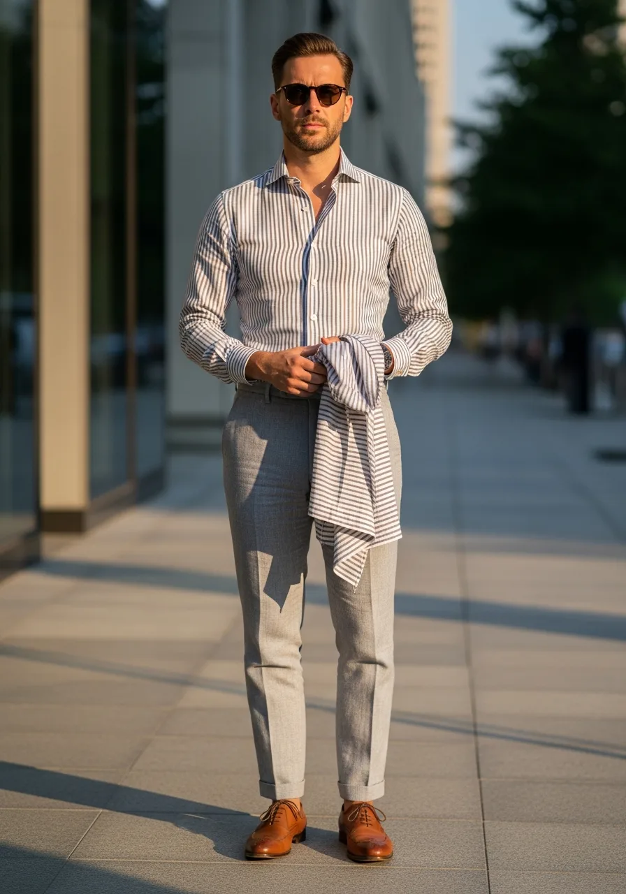 32. Striped Linen Summer Business Casual