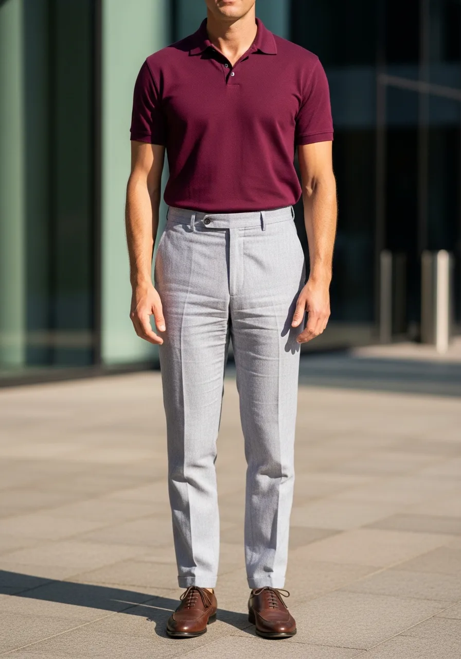 34. Burgundy Polo Summer Business Casual