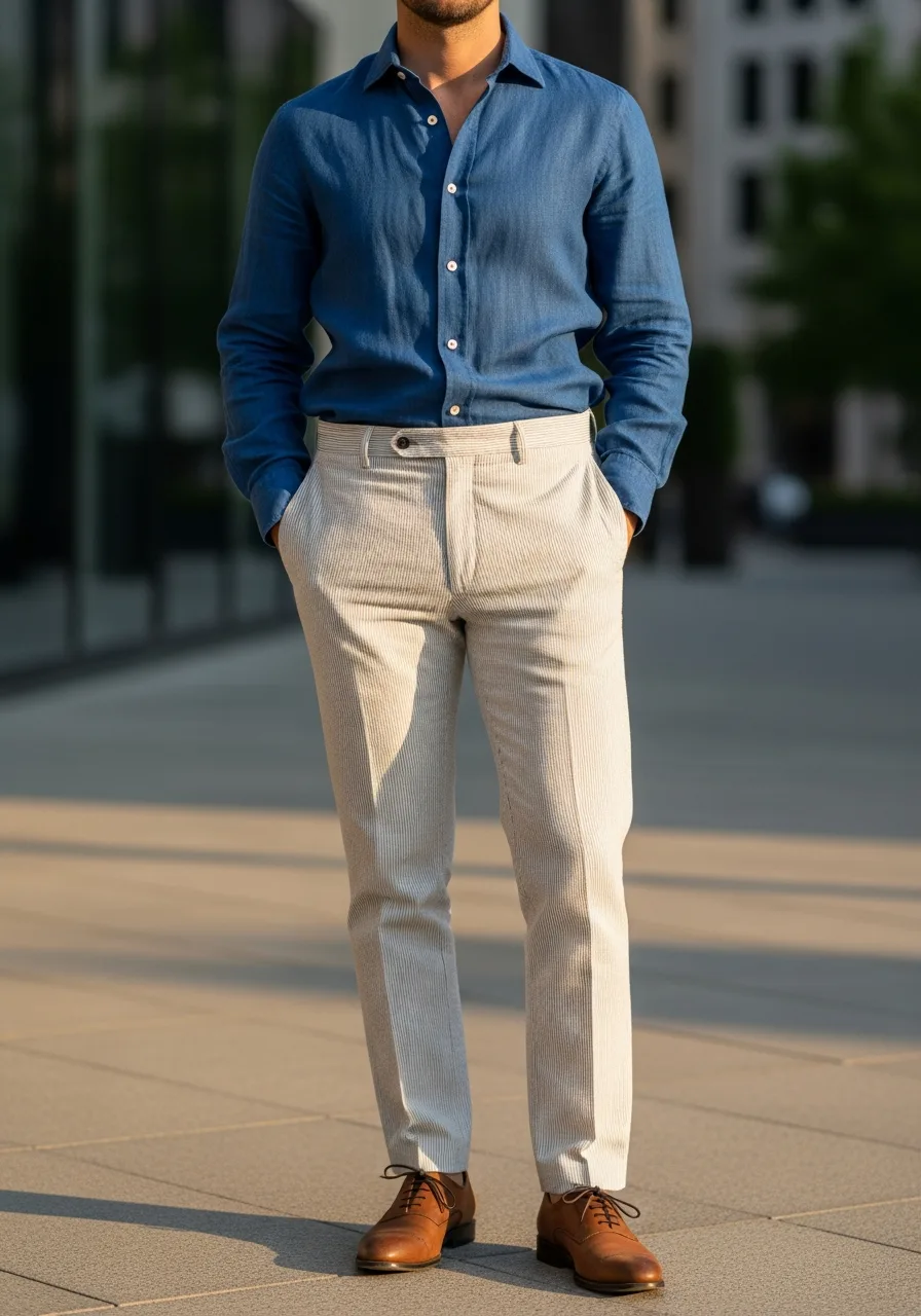 45. Indigo Shirt Summer Business Casual