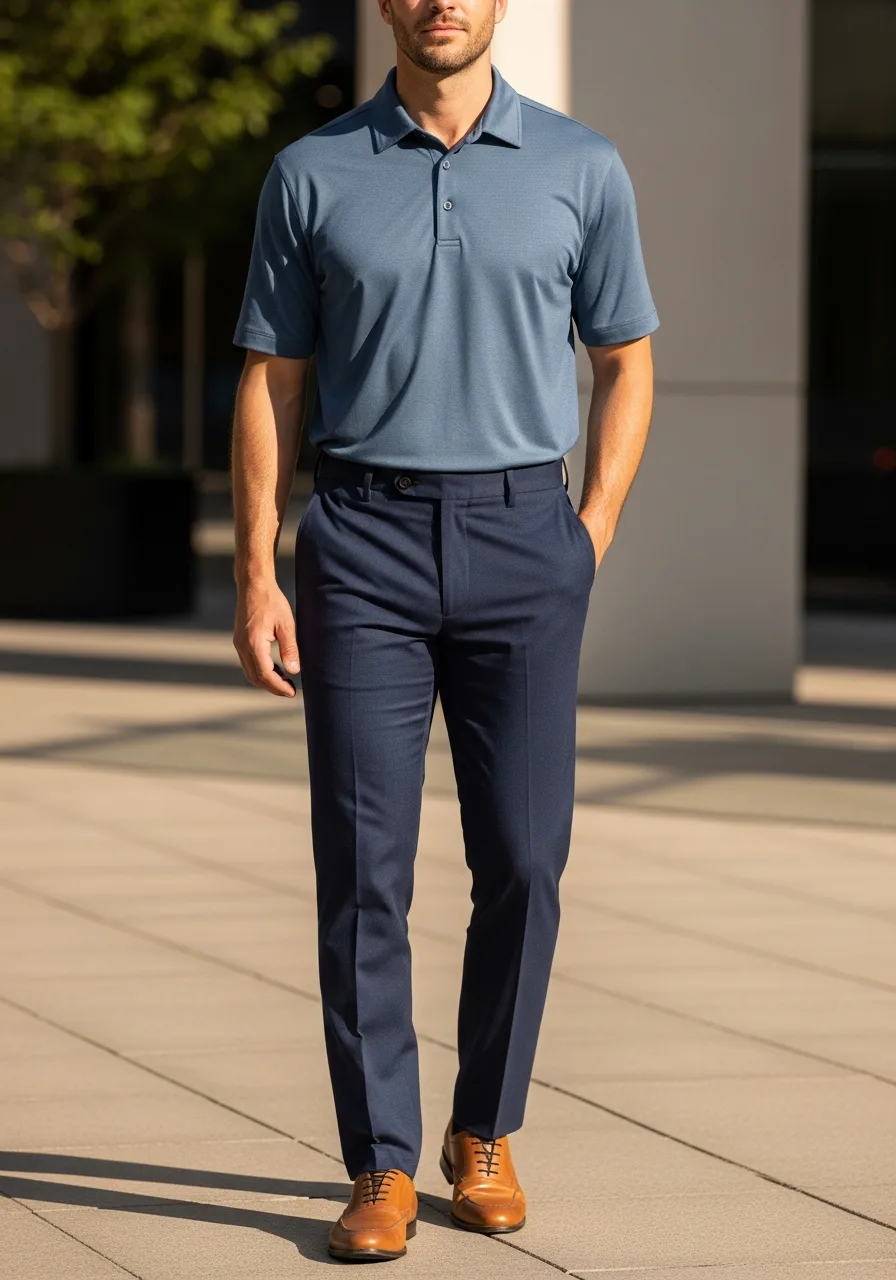 46. Slate Blue Performance Summer Business Casual