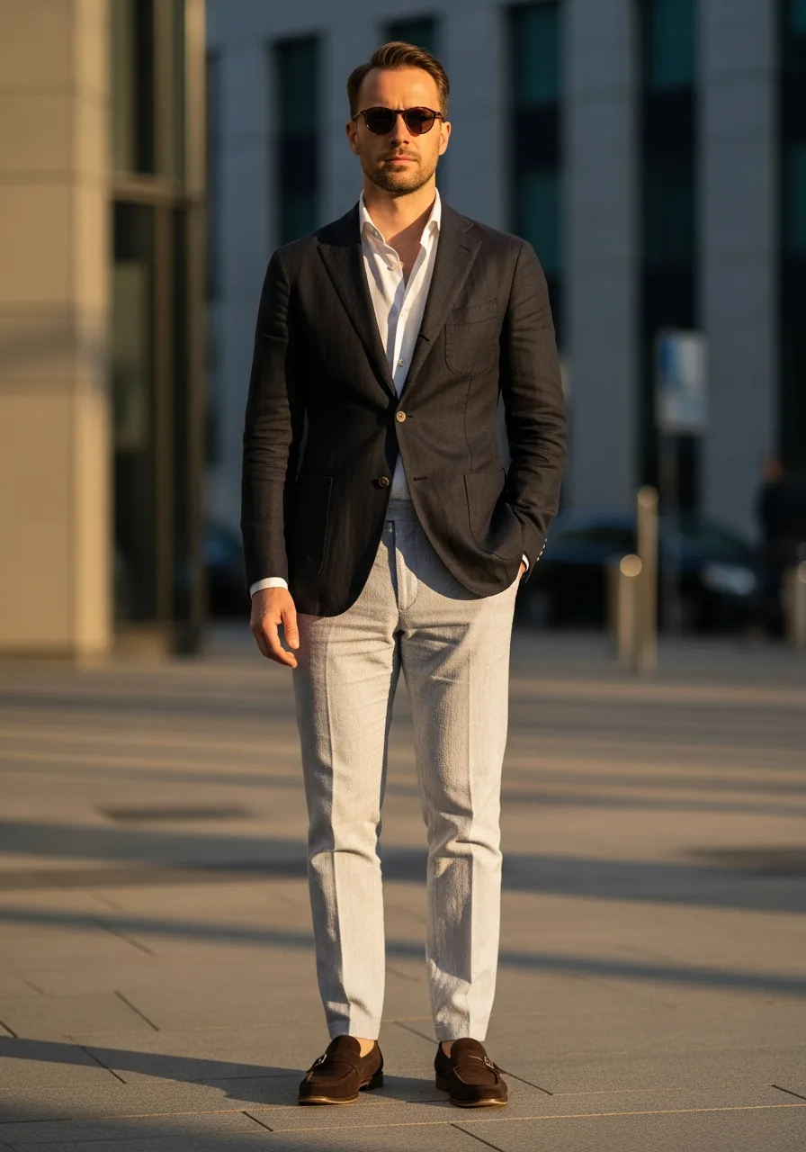 7. Unstructured Blazer Business Casual Outfit